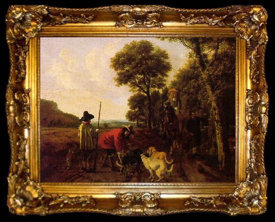 framed  Ludolf de Jongh Hunters and Dogs, ta009-2